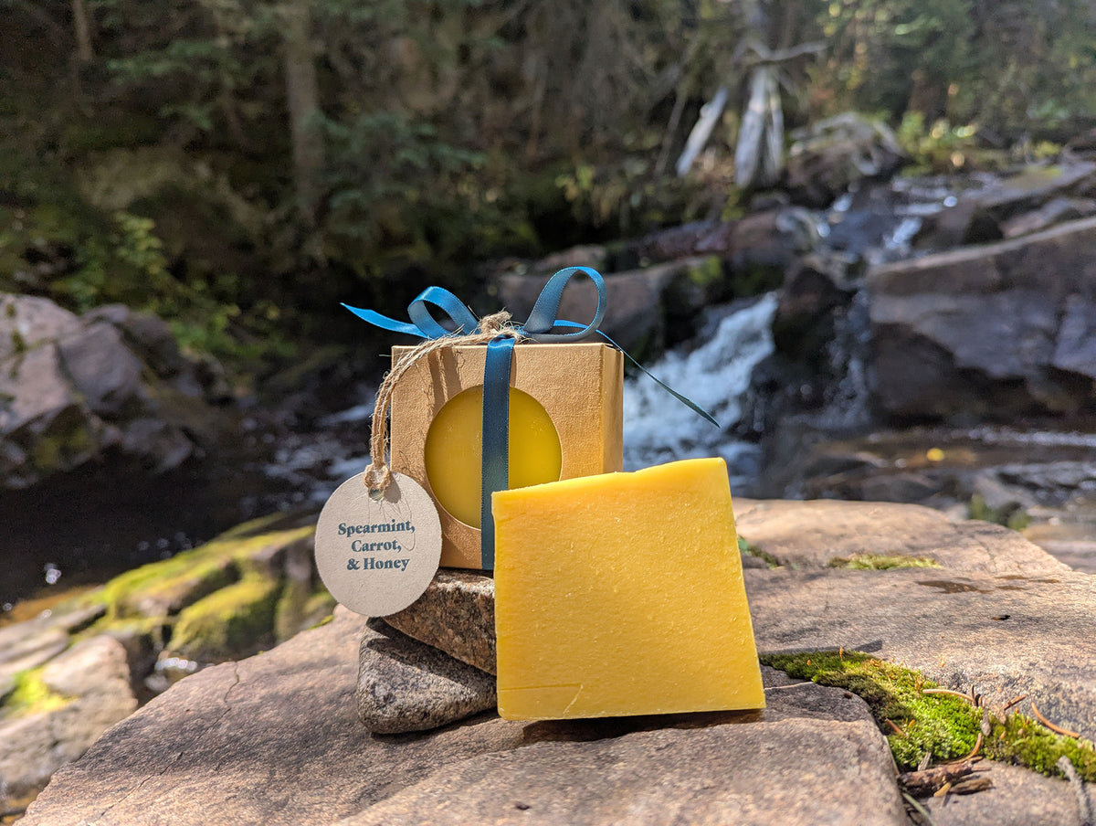 Spearmint Carrot Honey Soap | Handmade Cold Process Bar