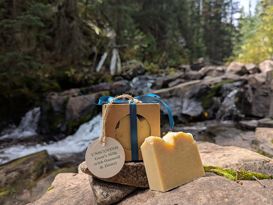 Goat's Milk Soap with Honey and Oatmeal | Unscented Handmade Bar