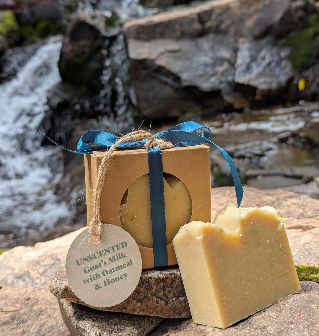 Goat's Milk Soap with Honey and Oatmeal | Unscented Handmade Bar